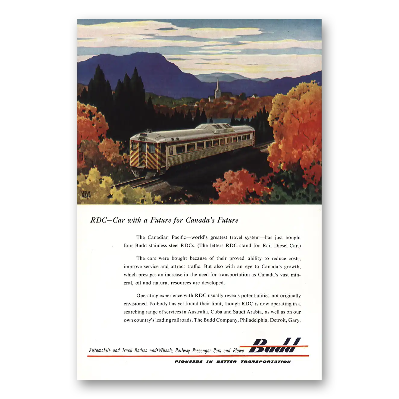 1954 Budd RDC Car with a Future Vintage Magazine Print Ad