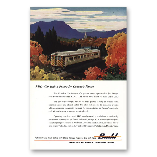 1954 Budd RDC Car with a Future Vintage Magazine Print Ad