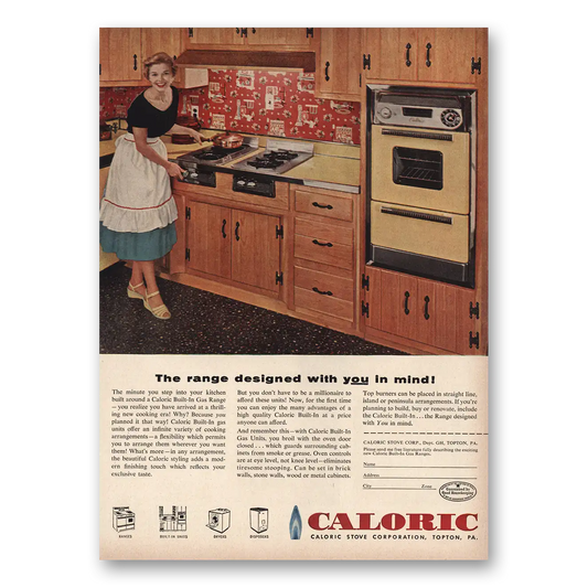 1954 Caloric Gas Ranges Designed With You In Mind Vintage Magazine Print Ad