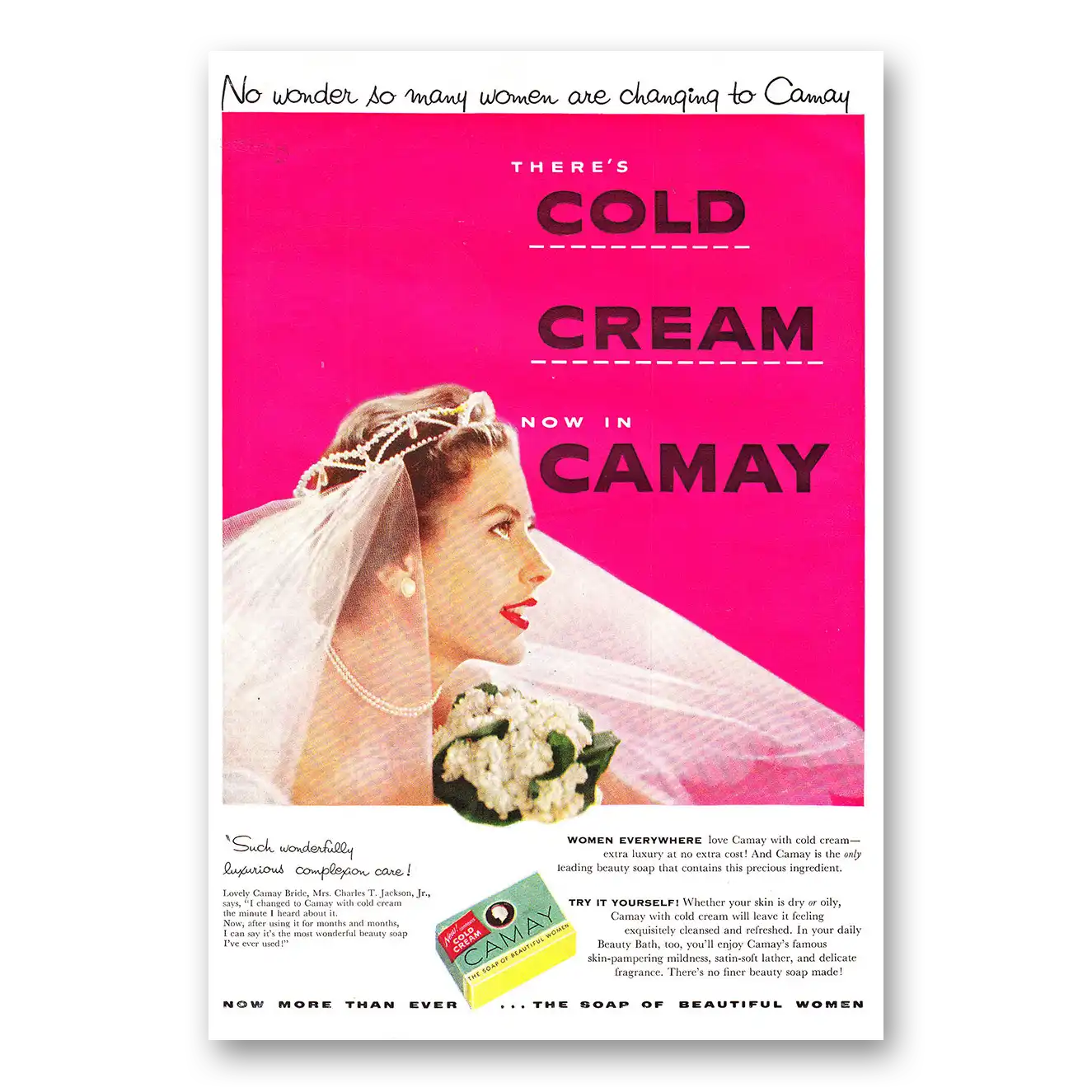 1954 Camay Soap Cold Cream Now in Camay Vintage Magazine Print Ad