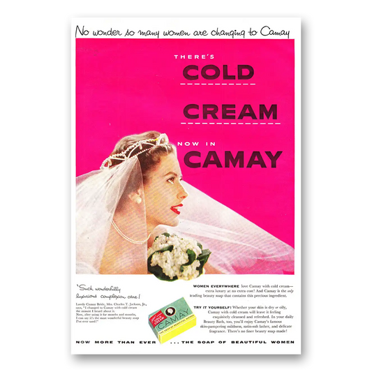 1954 Camay Soap Cold Cream Now in Camay Vintage Magazine Print Ad