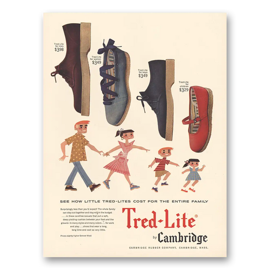 1954 Tred Lite Shoes How Little Tred Lite Costs Vintage Magazine Print Ad