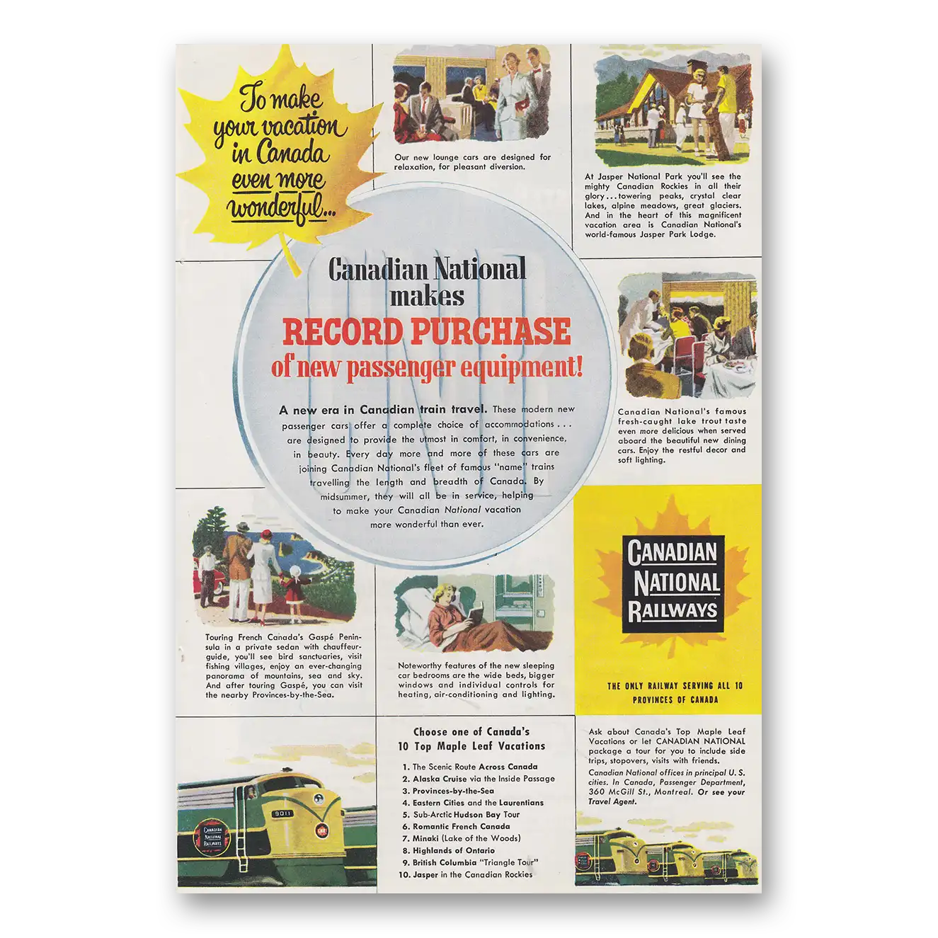 1954 Canadian National Railways Record Purchase Vintage Magazine Print Ad