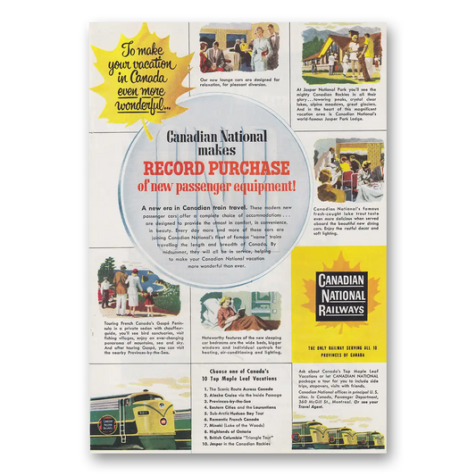 1954 Canadian National Railways Record Purchase Vintage Magazine Print Ad