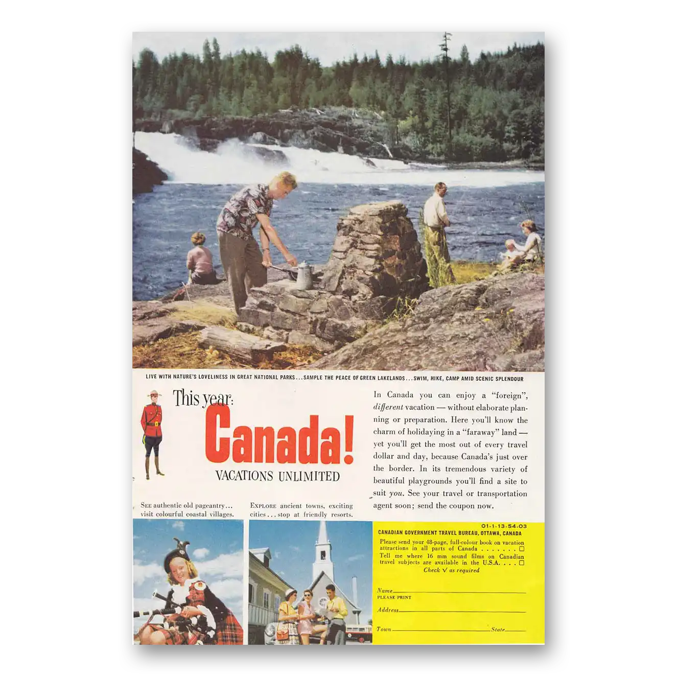 1954 Canada Natures Loveliness Vintage Magazine Print Ad