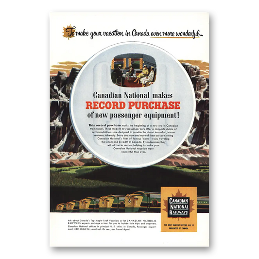 1954 Canadian National Railways Record Purchase Vintage Magazine Print Ad