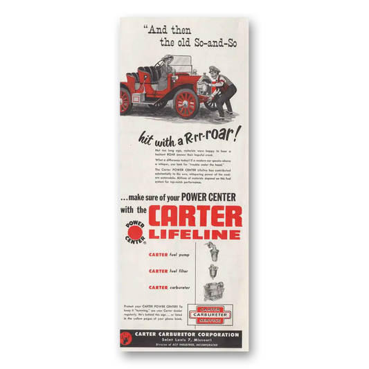 1954 Carter Carburetor Old So And So Vintage Magazine Print Ad