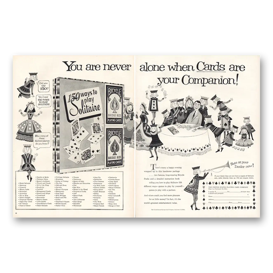 1954 United States Playing Card Cards Are Your Companion Vintage Magazine Print Ad