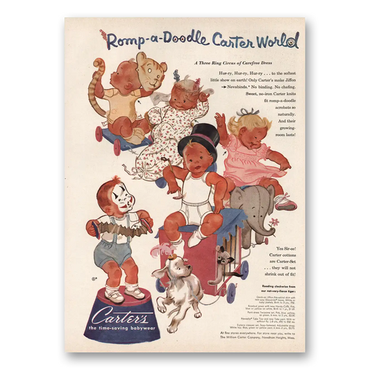 1954 Carters Clothing Romp a Doodle Vintage Magazine Print Ad