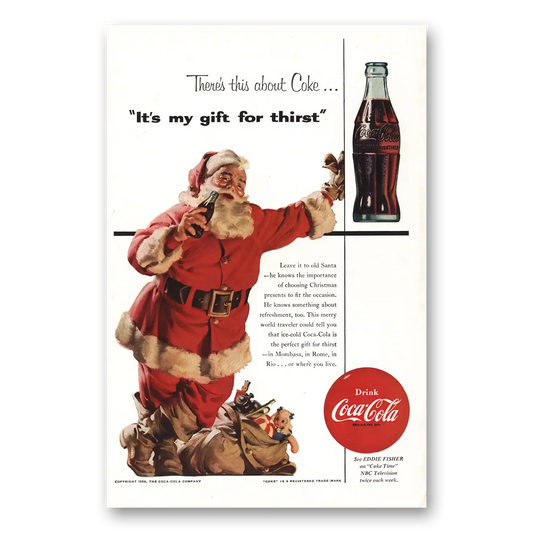 1954 Coca Cola Leave It To Old Santa Vintage Magazine Print Ad