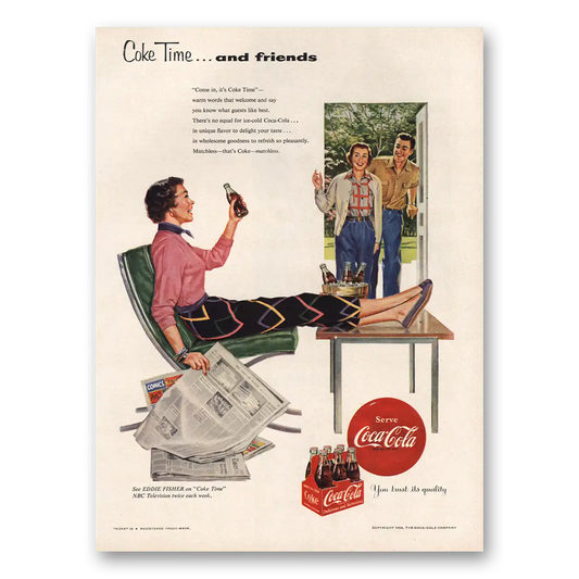 1954 Coca Cola Come In Its Coke Time Vintage Magazine Print Ad