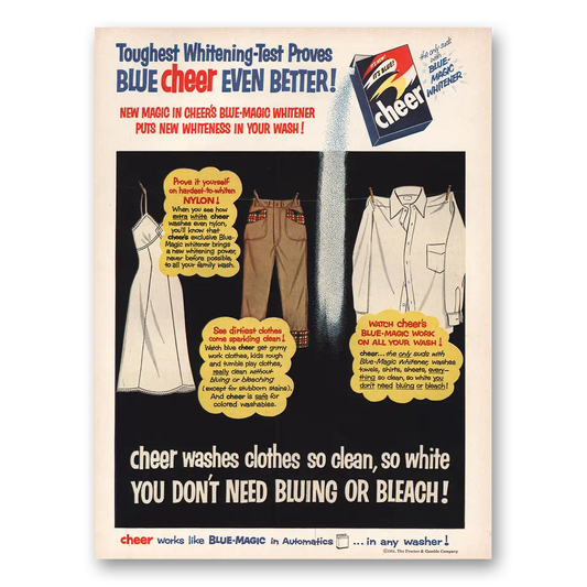 1954 Cheer Detergent Blue Cheer Even Better Vintage Magazine Print Ad