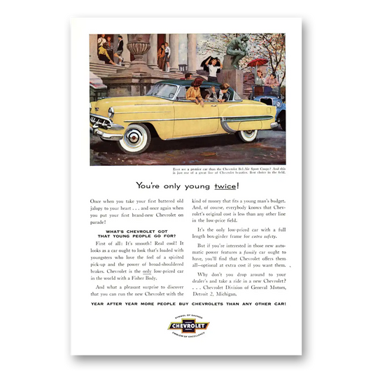 1954 Chevrolet Bel Air You're Only Young Vintage Magazine Print Ad