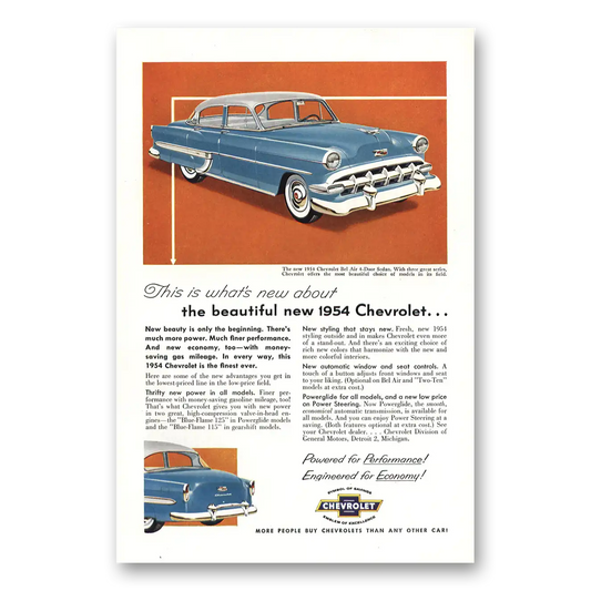 1954 Chevrolet Bel Air This Is What's New About the Beautiful Vintage Magazine Print Ad