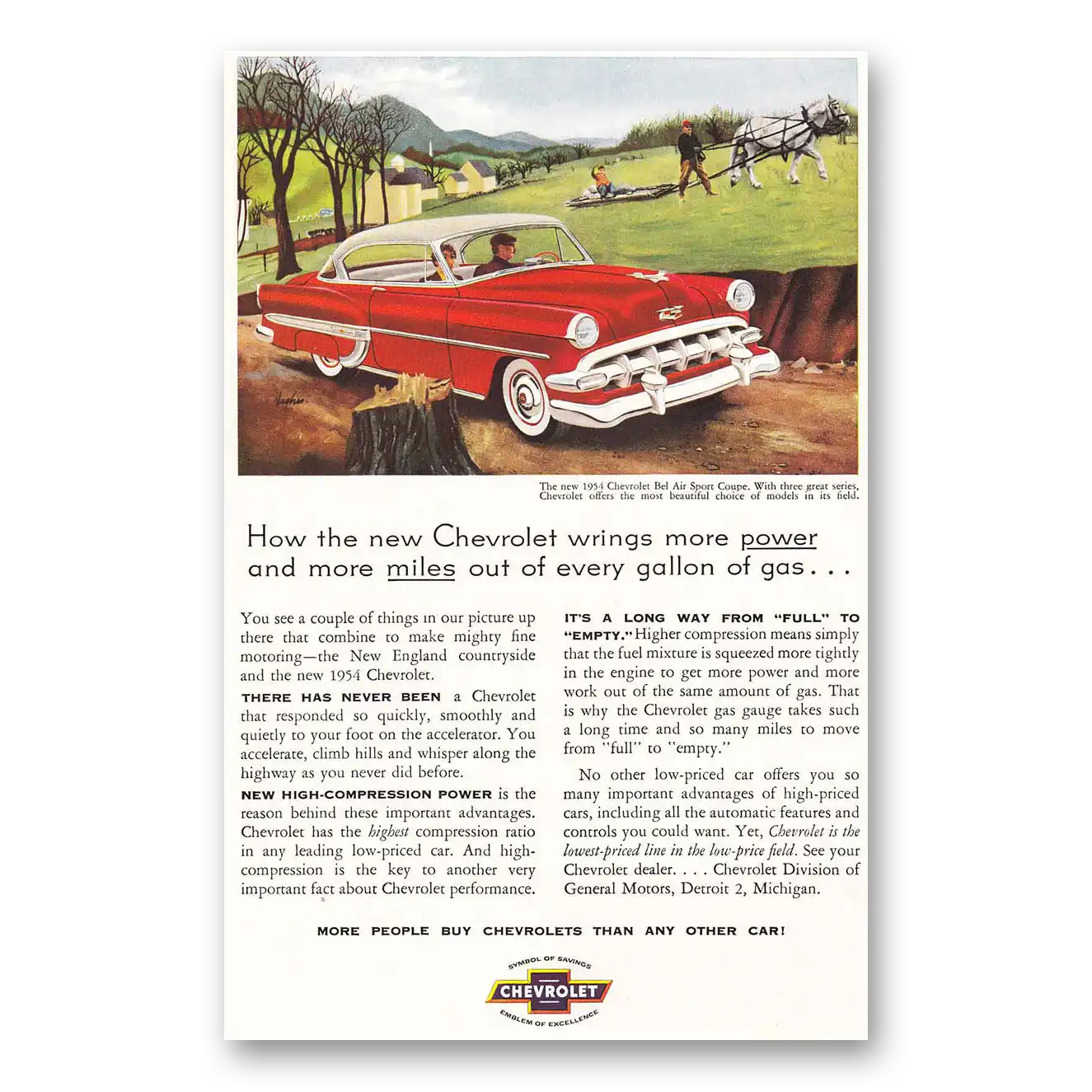 1954 Chevrolet Bel Air Wrings More Power Vintage Magazine Print Ad