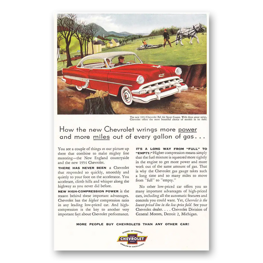 1954 Chevrolet Bel Air Wrings More Power Vintage Magazine Print Ad