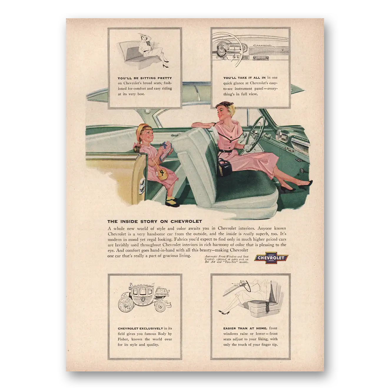 1954 Chevrolet Sitting Pretty Inside Story Vintage Magazine Print Ad