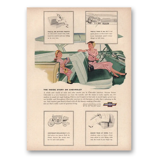 1954 Chevrolet Sitting Pretty Inside Story Vintage Magazine Print Ad