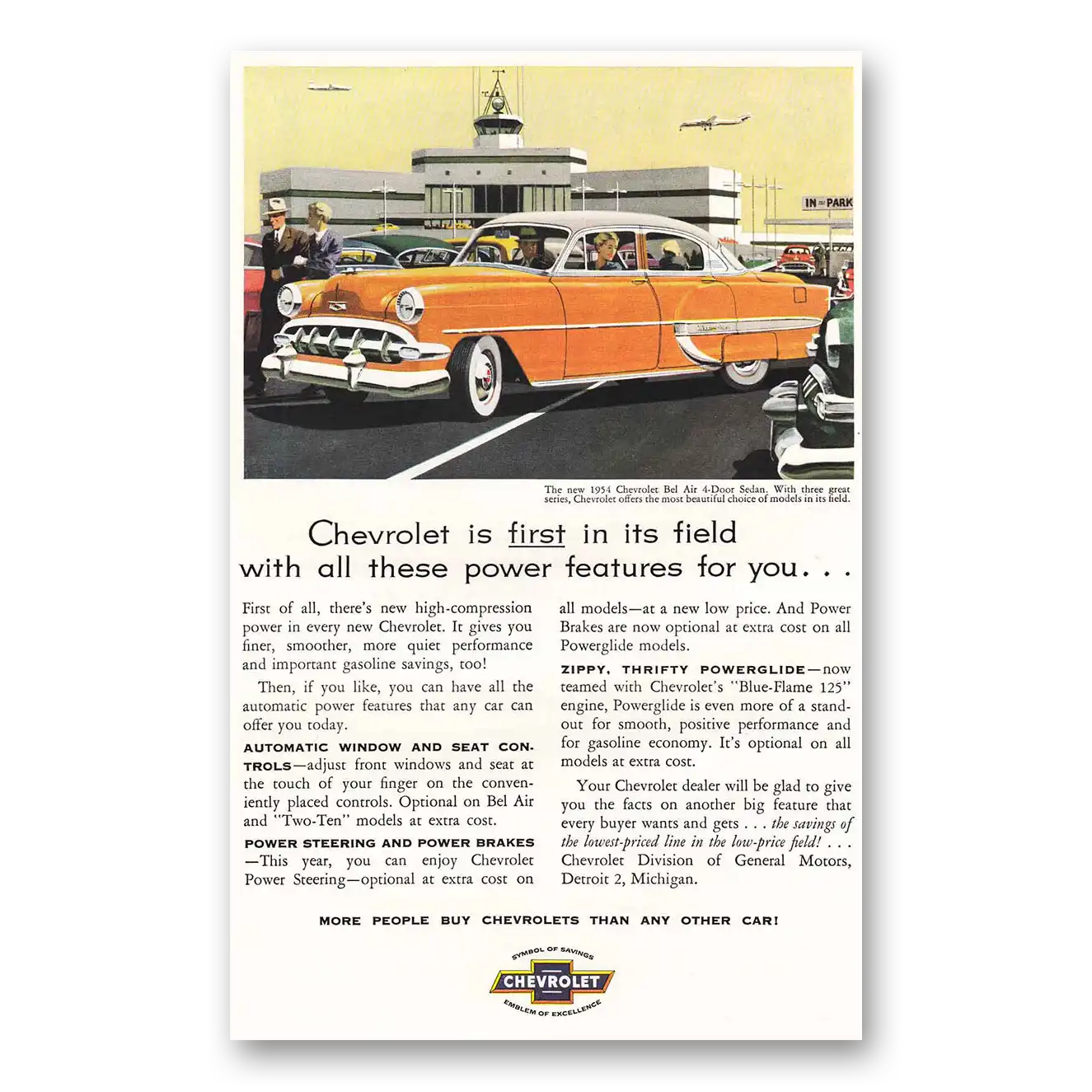 1954 Chevrolet Bel Air First In Its Field Airport Vintage Magazine Print Ad