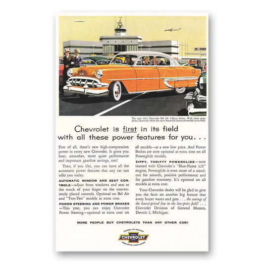 1954 Chevrolet Bel Air First In Its Field Airport Vintage Magazine Print Ad