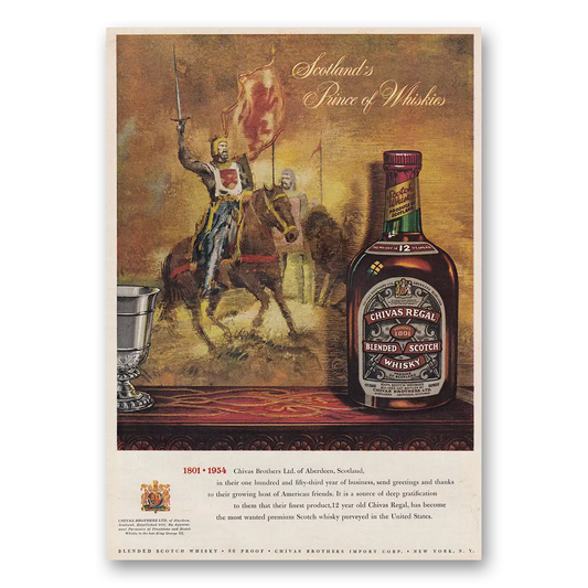 1954 Chivas Regal Scotlands Prince of Whiskies Vintage Magazine Print Ad