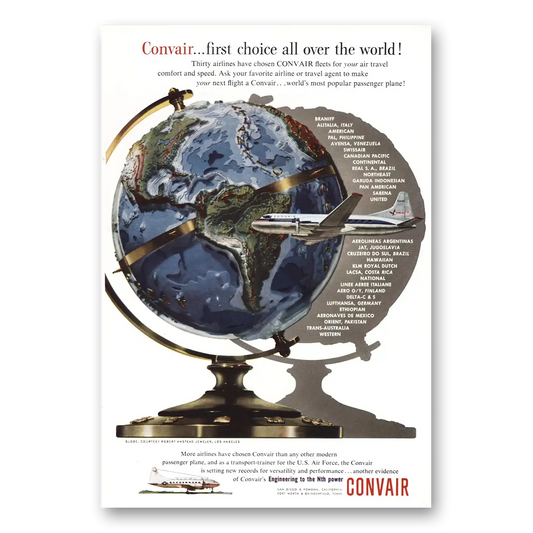 1954 Convair First Choice All Over the World Vintage Magazine Print Ad