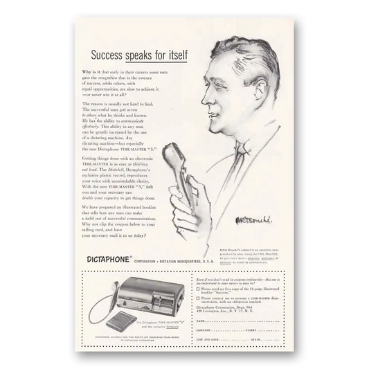 1954 Dictaphone Artist Bouche Vintage Magazine Print Ad