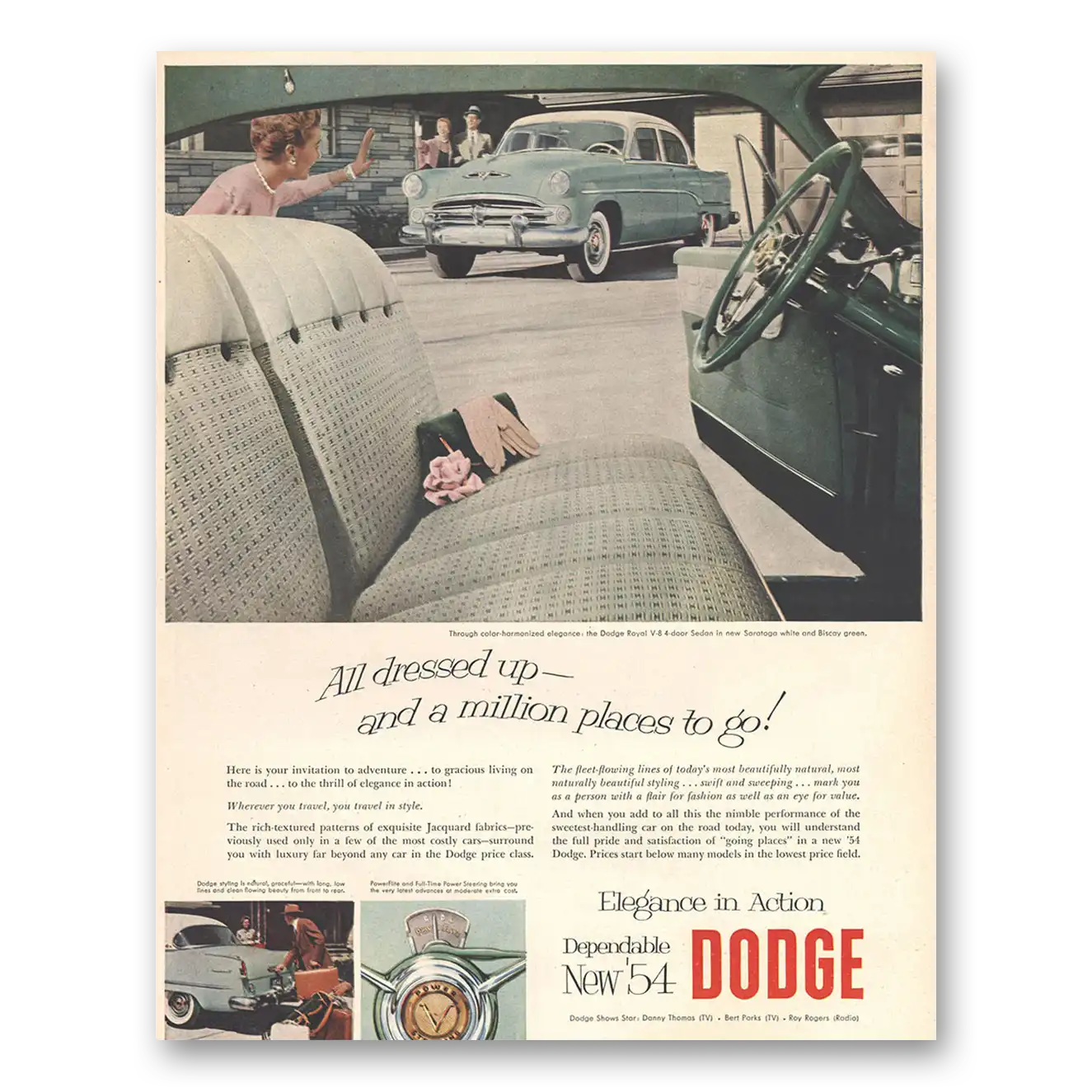 1954 Dodge Royal Sedan All Dressed Up and a Million Places To Go Vintage Magazine Print Ad