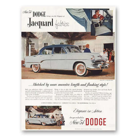 1954 Dodge Royal Jacquard Fabrics Vintage Magazine Print Ad