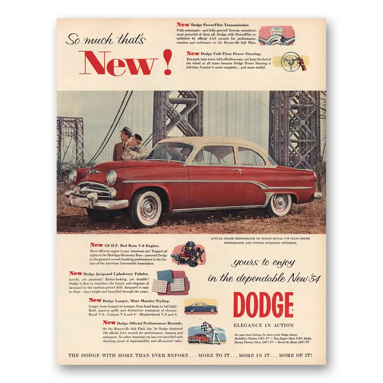 1954 Dodge So Much That’s New Vintage Magazine Print Ad