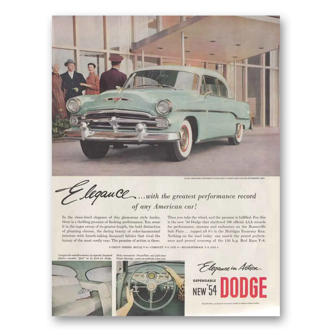 1954 Dodge Elegance Vintage Magazine Print Ad