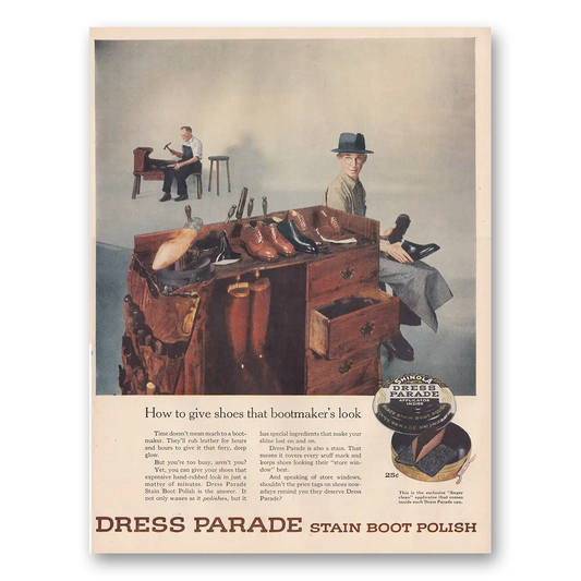 1954 Dress Parade Stain Boot Polish Bootmakers Look Vintage Magazine Print Ad