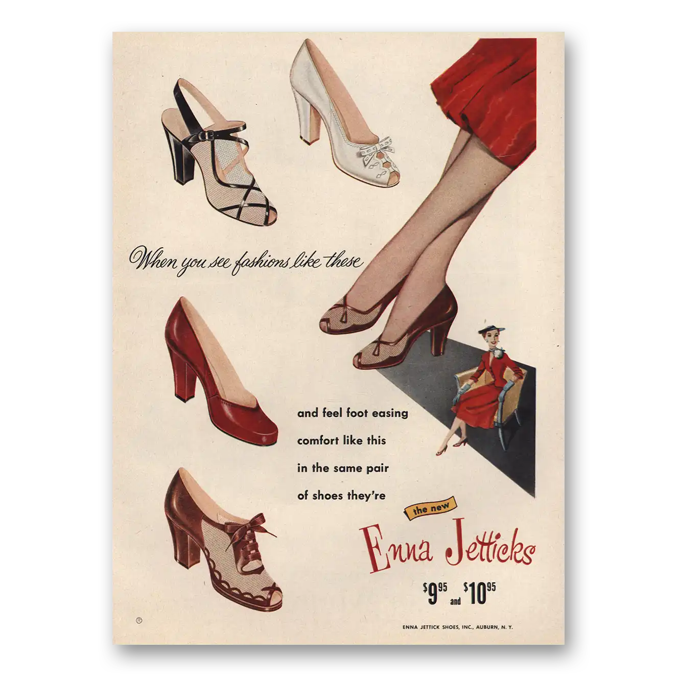 1954 Enna Jetticks Shoes Fashions Like These Vintage Magazine Print Ad