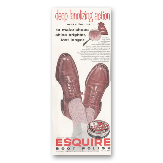 1954 Esquire Boot Polish Deep Lanolizing Action Vintage Magazine Print Ad