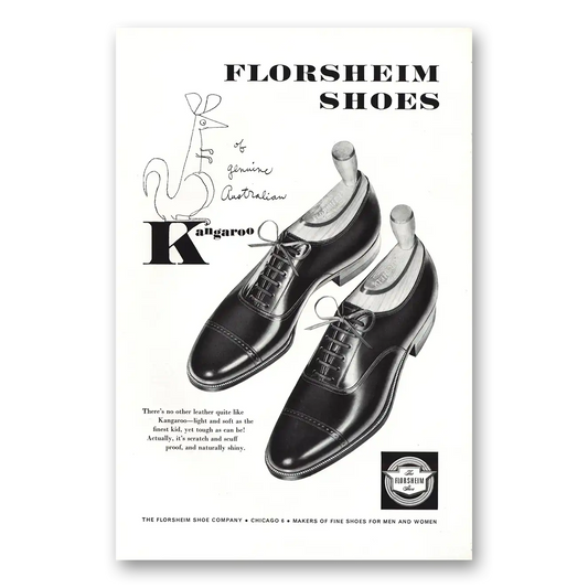 1954 Florsheim Shoes No Leather Quite Like Kangaroo Vintage Magazine Print Ad