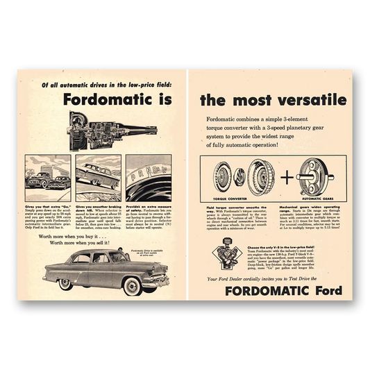 1954 Ford Fordomatic Is the Most Versatile Vintage Magazine Print Ad