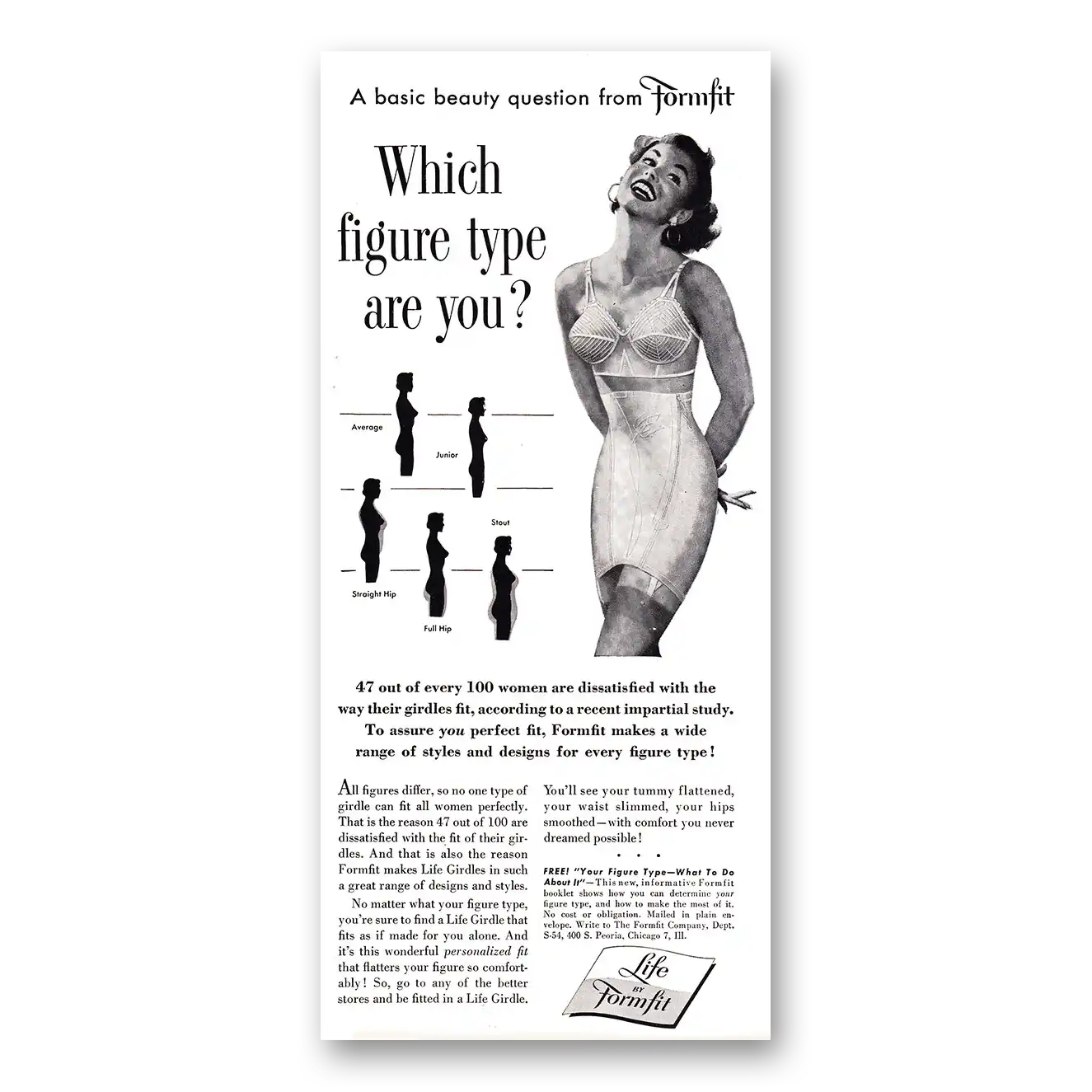 1954 Formfit Which Figure Type Are You Vintage Magazine Print Ad