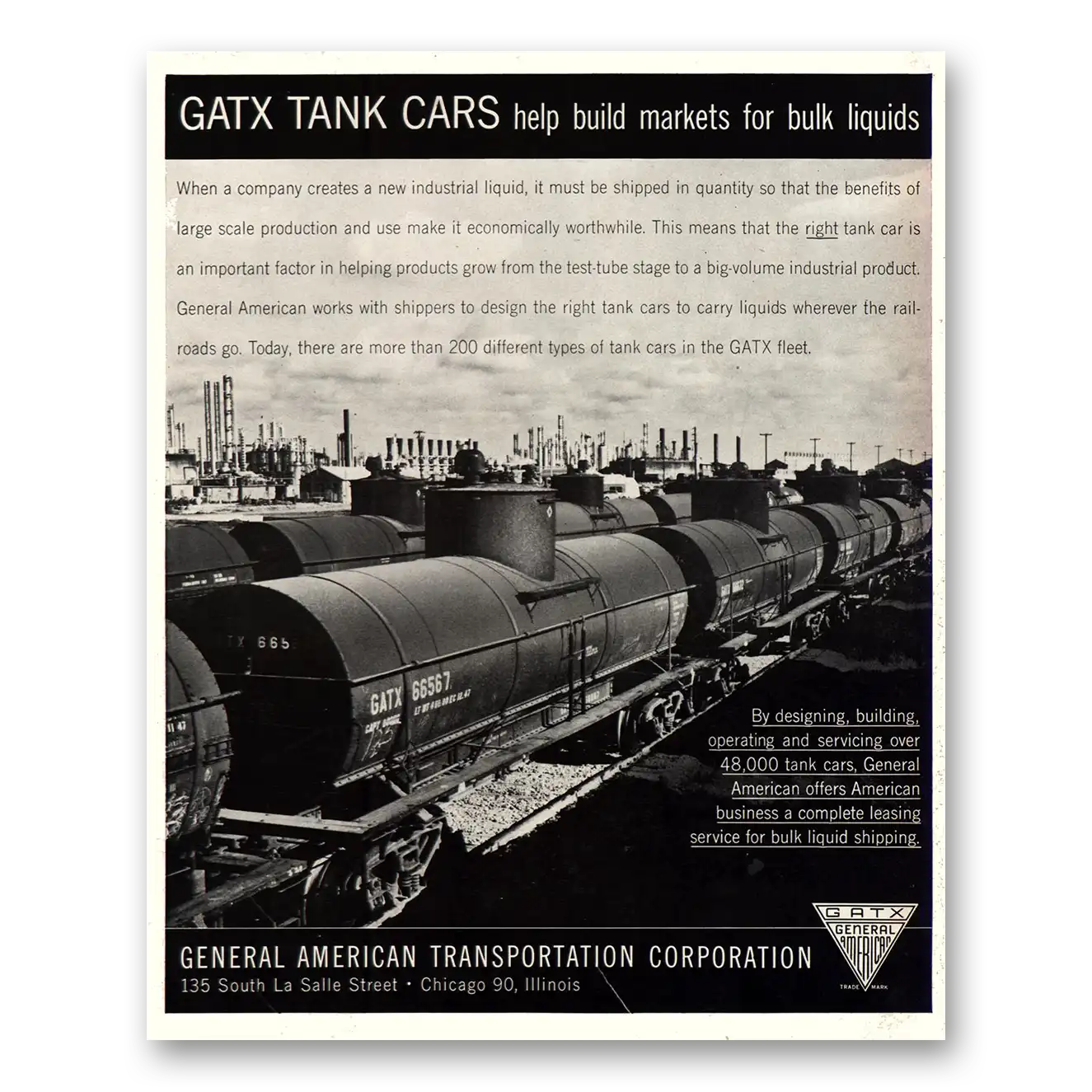 1954 General American Transportation GATX Tank Cars Vintage Magazine Print Ad