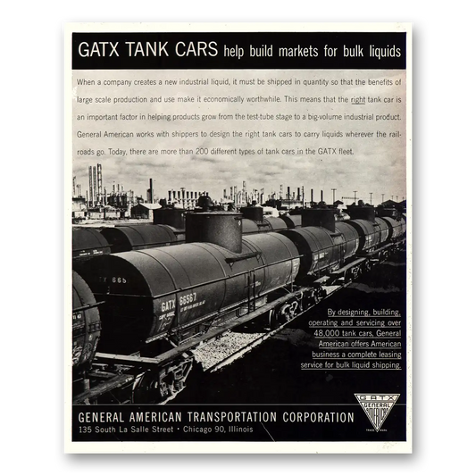 1954 General American Transportation GATX Tank Cars Vintage Magazine Print Ad