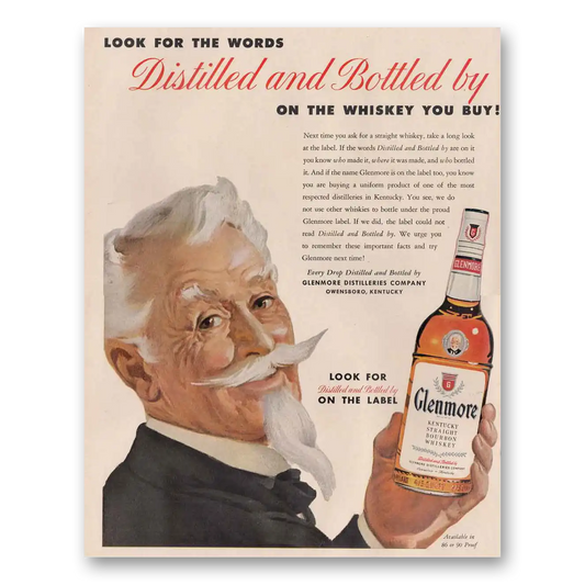 1954 Glenmore Whiskey Look for the Words Vintage Magazine Print Ad