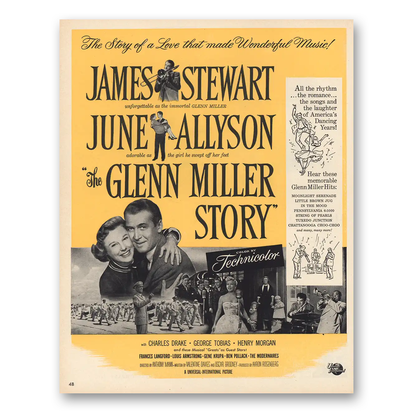 1954 The Glenn Miller Story Promo James Stewart Vintage Magazine Print Ad