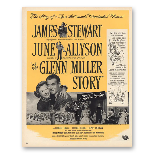 1954 The Glenn Miller Story Promo James Stewart Vintage Magazine Print Ad