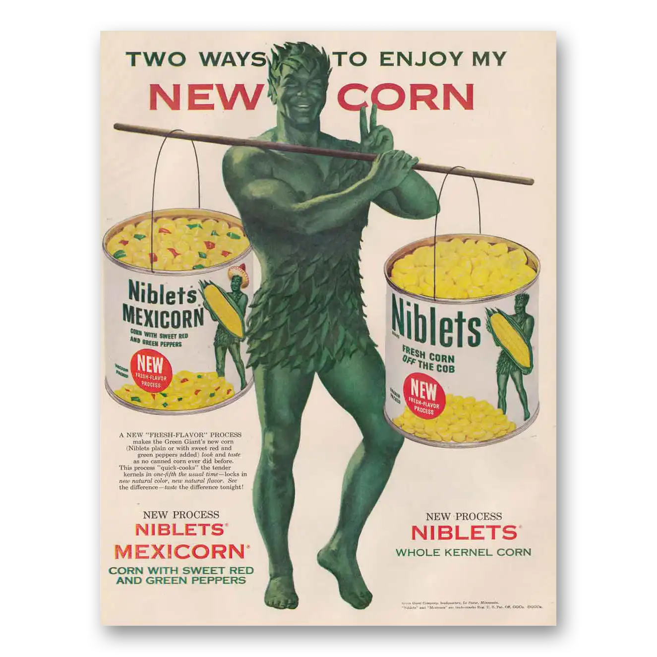 1954 Green Giant Niblets Corn Mexicorn Vintage Magazine Print Ad