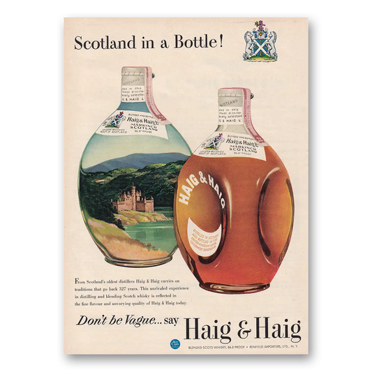 1954 Haig & Haig Scotland In a Bottle Vintage Magazine Print Ad