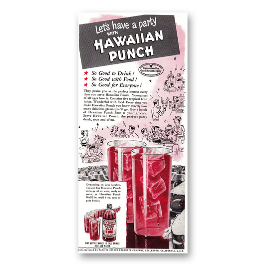 1954 Hawaiian Punch Hawaiian Punch Lets Have a Party Vintage Magazine Print Ad