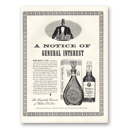 1954 Hiram Walker Notice of General Interest Vintage Magazine Print Ad