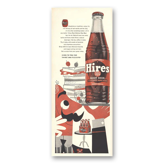 1954 Hires Root Beer Snacktime or Mealtime Vintage Magazine Print Ad