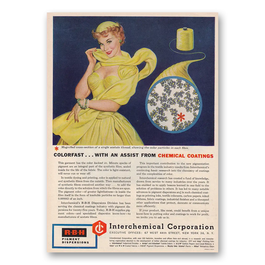 1954 Interchemical Colorfast With an Assist Vintage Magazine Print Ad