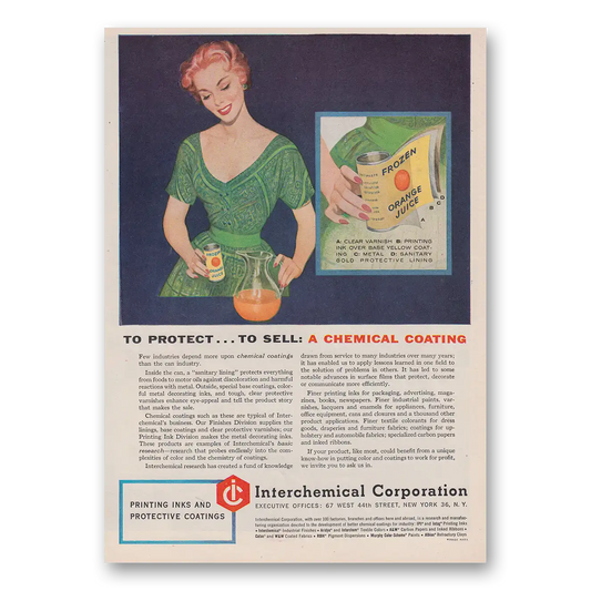 1954 Interchemical To Protect To Sell A Chemical Coating Vintage Magazine Print Ad