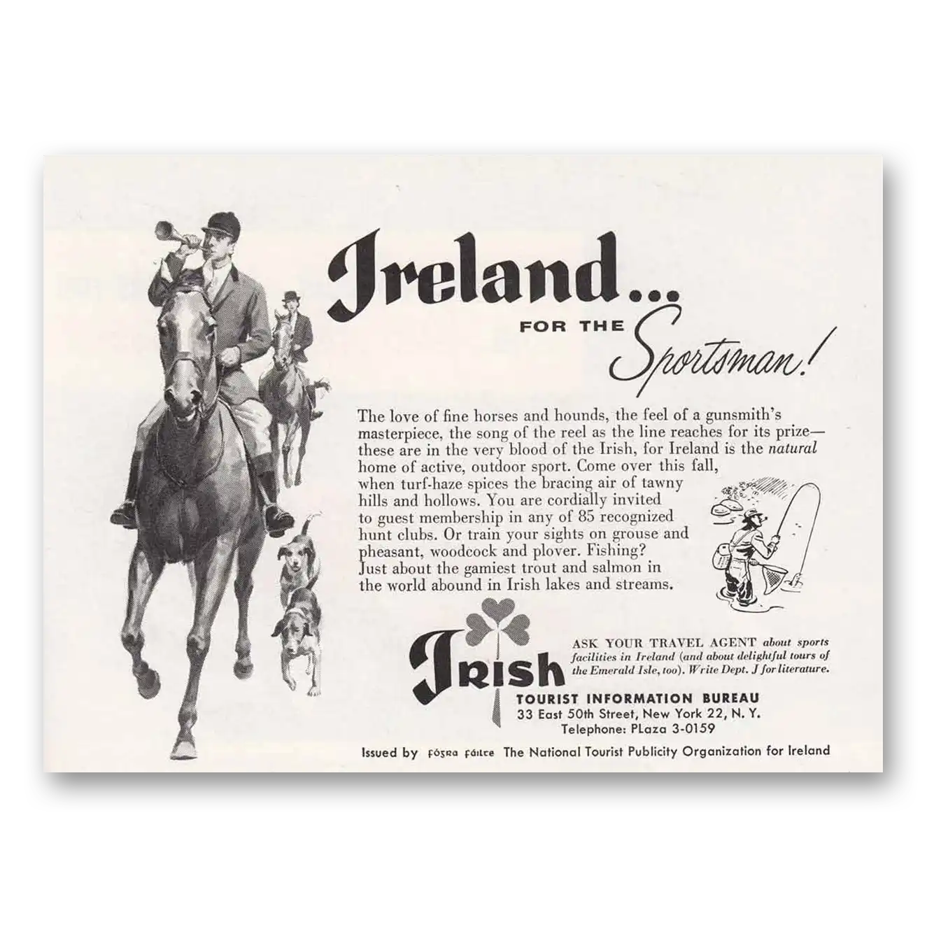 1954 Ireland For the Sportsman Vintage Magazine Print Ad